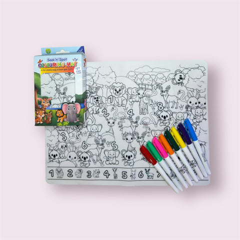 Silicone Colouring Mat - Seek N Spot Animal Design