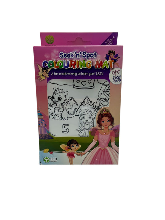 Silicone Seek N Spot Colouring Mat- Princesses and Fairies