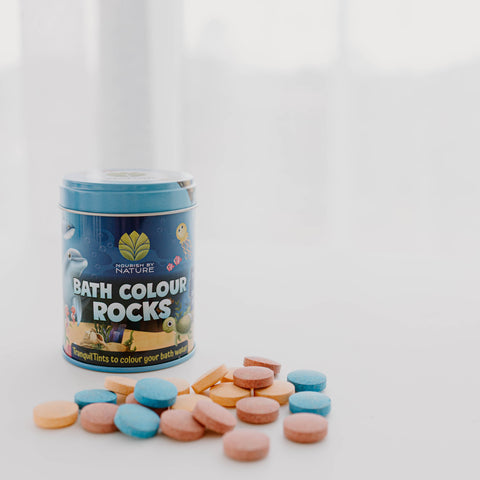 Tin of Bath Colour Rocks – natural bath rocks that fizz and change water colour
