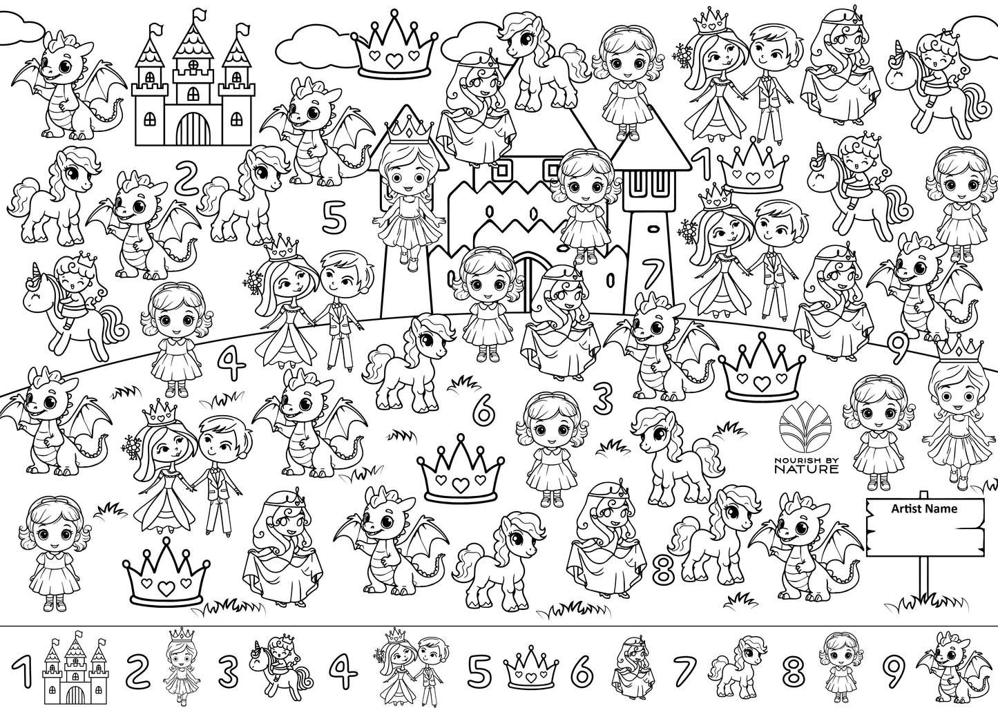 Silicone Seek N Spot Colouring Mat- Princesses and Fairies