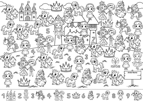 Silicone Seek N Spot Colouring Mat- Princesses and Fairies