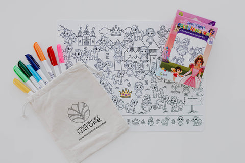 Seek n Spot silicone colouring mat featuring princesses and fairies for kids